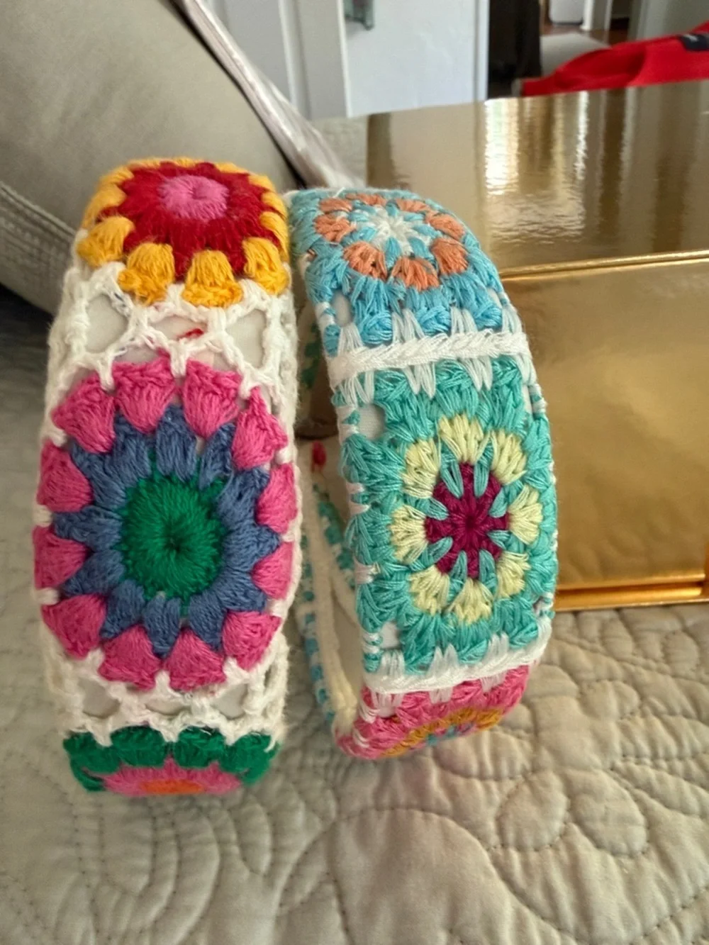 Bohemian Crochet Granny Square Headband Set NWOT - Picture 1 of 5